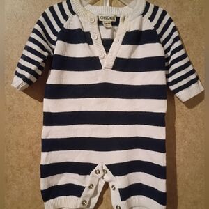 Cherokee baby striped blue and white knit footless. Size: Newborn
